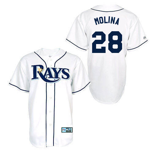 Jose Molina #28 Youth Baseball Jersey-Tampa Bay Rays Authentic Home White Cool Base MLB Jersey